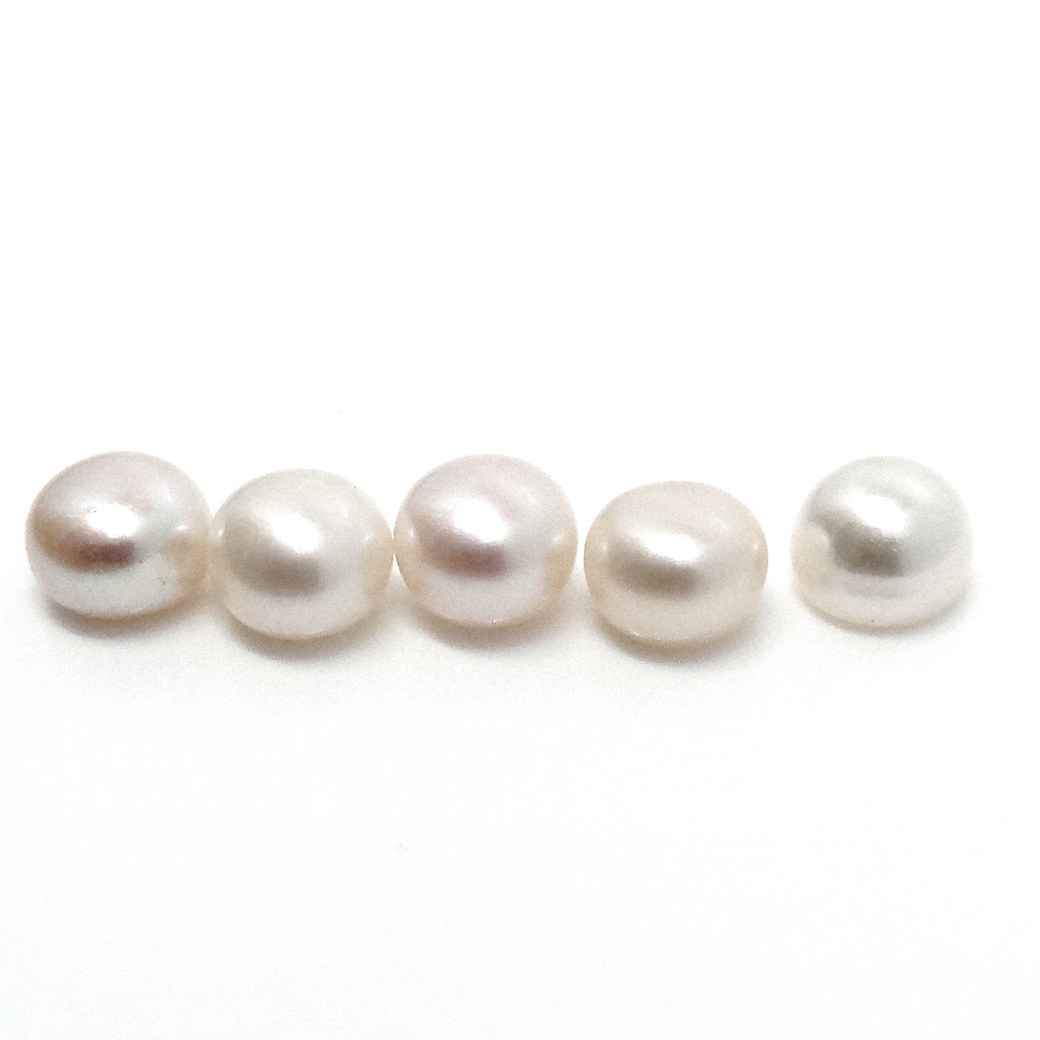 White 7-7.5mm Half Drilled Button Single Pearls